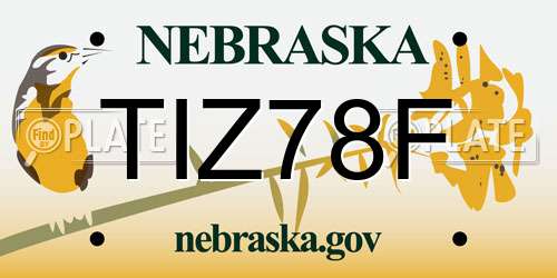 TIZ78F Nebraska License Plate