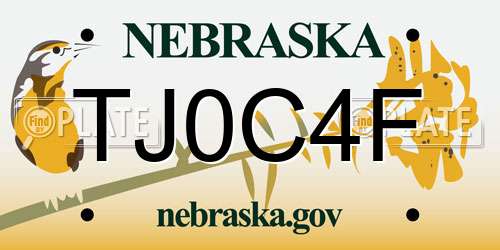TJ0C4F Nebraska License Plate