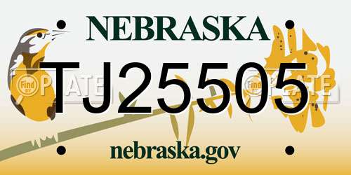 TJ25505 Nebraska License Plate