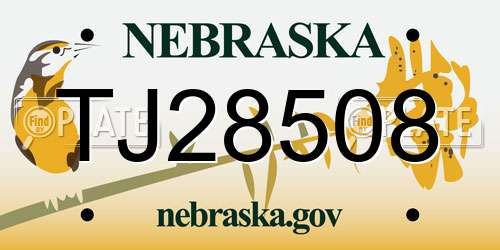 TJ28508 Nebraska License Plate