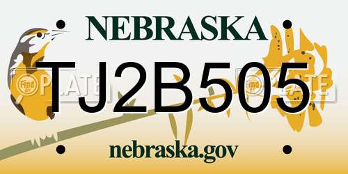 TJ2B505 Nebraska License Plate