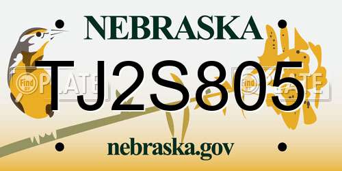 TJ2S805 Nebraska License Plate