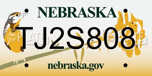 TJ2S808 Nebraska License Plate