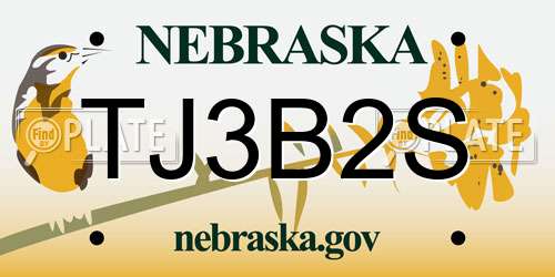 TJ3B2S Nebraska License Plate