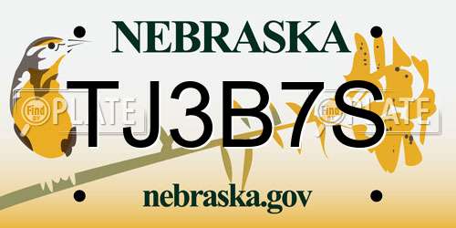 TJ3B7S Nebraska License Plate
