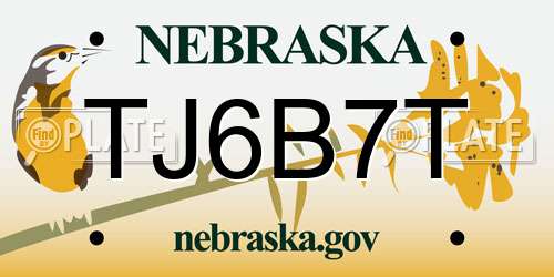 TJ6B7T Nebraska License Plate