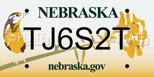 TJ6S2T Nebraska License Plate