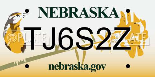 TJ6S2Z Nebraska License Plate