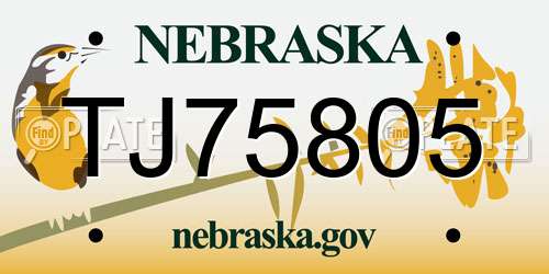 TJ75805 Nebraska License Plate