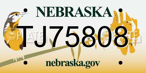 TJ75808 Nebraska License Plate