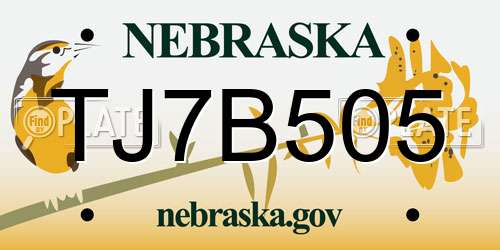 TJ7B505 Nebraska License Plate