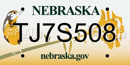 TJ7S508 Nebraska License Plate