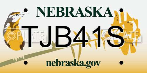TJB41S Nebraska License Plate