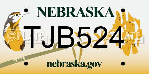 TJB524 Nebraska License Plate