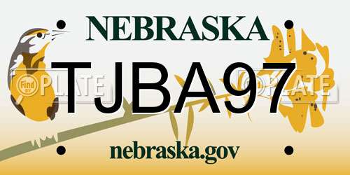 TJBA97 Nebraska License Plate