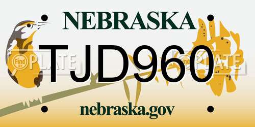 TJD960 Nebraska License Plate