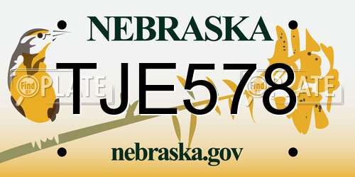 TJE578 Nebraska License Plate
