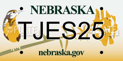TJES25 Nebraska License Plate