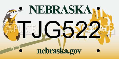 TJG522 Nebraska License Plate