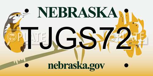 TJGS72 Nebraska License Plate