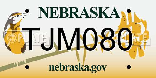 TJM080 Nebraska License Plate