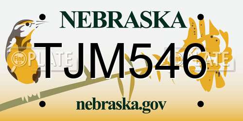 TJM546 Nebraska License Plate