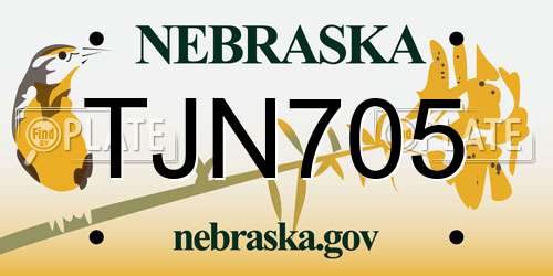 TJN705 Nebraska License Plate