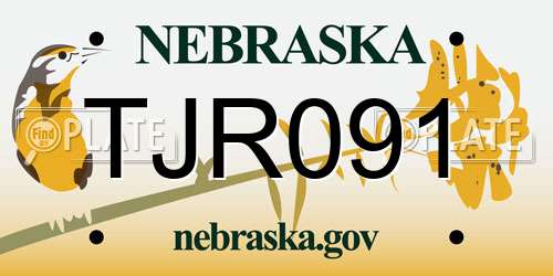 TJR091 Nebraska License Plate