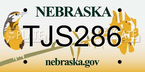 TJS286 Nebraska License Plate