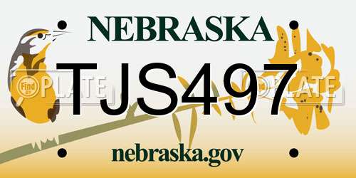 TJS497 Nebraska License Plate