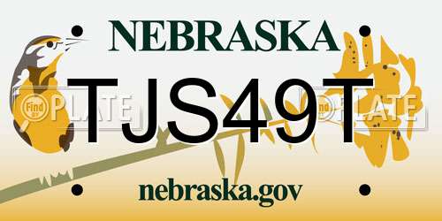TJS49T Nebraska License Plate