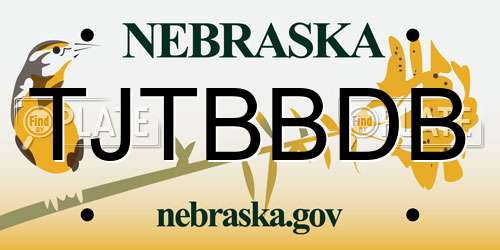 TJTBBDB Nebraska License Plate