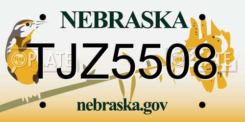 TJZ5508 Nebraska License Plate