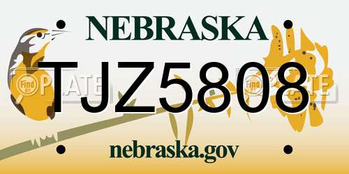 TJZ5808 Nebraska License Plate