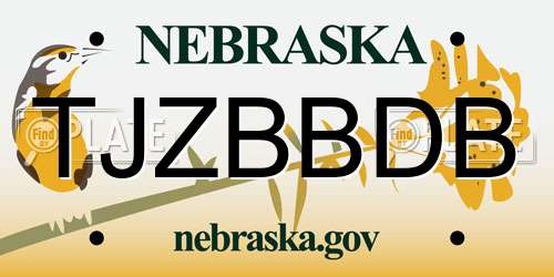 TJZBBDB Nebraska License Plate