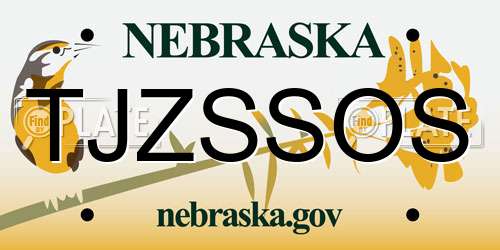 TJZSSOS Nebraska License Plate