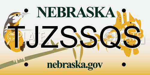TJZSSQS Nebraska License Plate