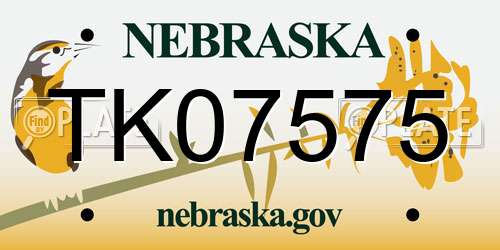TK07575 Nebraska License Plate