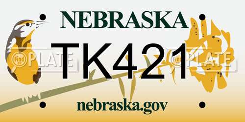 TK421 Nebraska License Plate