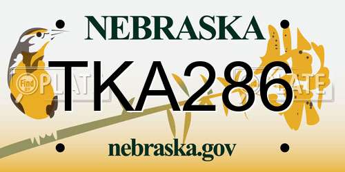 TKA286 Nebraska License Plate