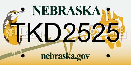 TKD2525 Nebraska License Plate