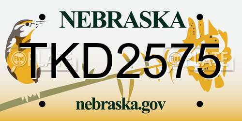 TKD2575 Nebraska License Plate