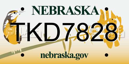 TKD7828 Nebraska License Plate