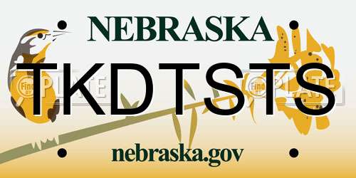 TKDTSTS Nebraska License Plate