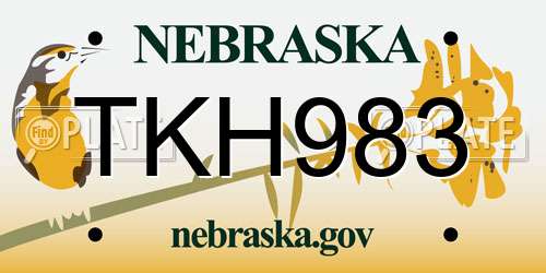 TKH983 Nebraska License Plate
