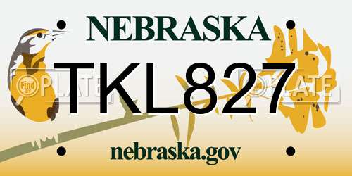 TKL827 Nebraska License Plate