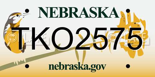 TKO2575 Nebraska License Plate