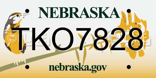 TKO7828 Nebraska License Plate