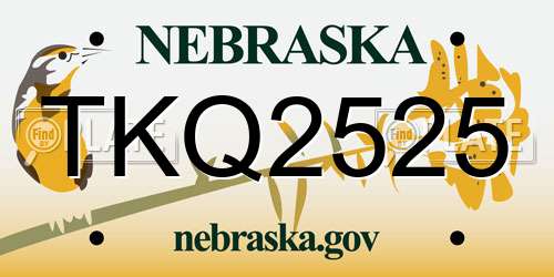 TKQ2525 Nebraska License Plate