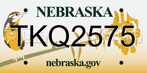 TKQ2575 Nebraska License Plate